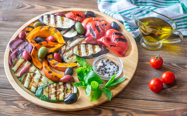 Sticker - Grilled vegetables on the wooden tray