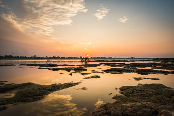 Wall Mural - Sunset at the Mekong River