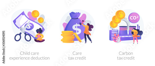 Cuadros en Lienzo Tax deduction, exemption and credit icons set