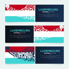 Wall Mural - Banner Flag of Luxembourg ,Contain Random Arabic calligraphy Letters Without specific meaning in English ,Vector illustration