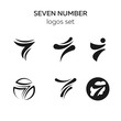 Number seven 7 vector set of logos
