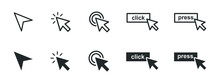 Set Of Computer Mouse Click Cursor Icons