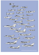 History Of British Fighters.  Aircraft Profiles. Vector Illustration.