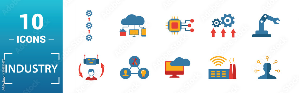 Industry 4.0 icon set. Include creative elements automation, data ...