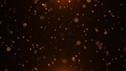 Wall Mural - dust particles bokeh gold lights on black background. 4k footage
