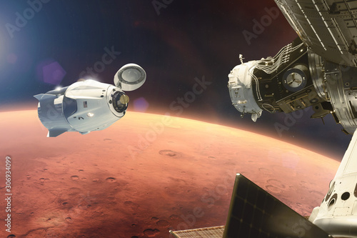 Fotomural Cargo spacecraft in low-Mars orbit