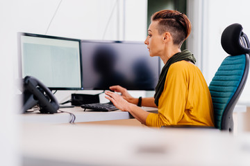 Businesswoman using computer in the office