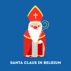 Wall Mural - Cute funny Santa Claus wearing national costume of Belgium