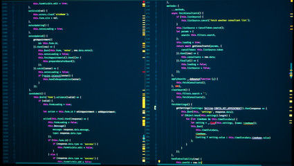 java code of web page. javascript programming concept. frontend java code. software computer program