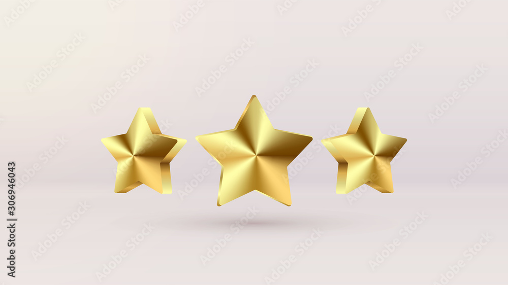 Three Rising Stars Icon Vector Set of Three Ranking Stars. Trophy 3d star icon. Design elements ...