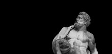 Ancient Statuue Of Hercules On Black Background