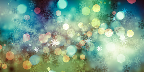 white bokeh blur background / Circle light on blue background / abstract light background