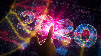 Wall Mural - 2020 year number cyber style futuristic illustration