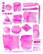 © Kateryna Kovarzh - Set di scrisce e  pennelli grafici acquerello rosa porpora per graphic design