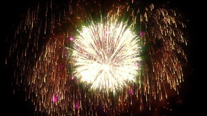 Canvas Print - 3d abstract. realistic animation firework colorful.