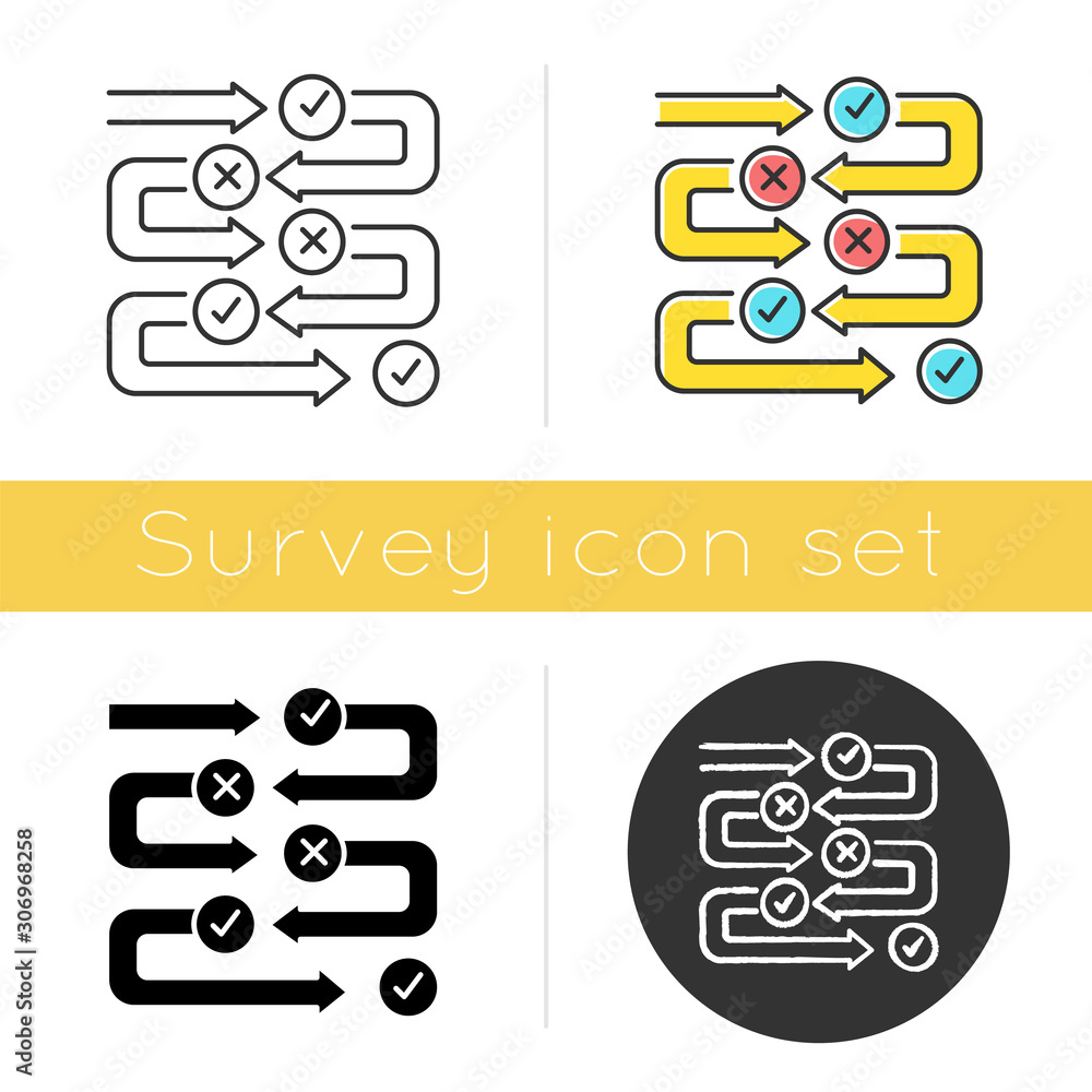 Survey process icon. Progress stages. Structure and workflow ...