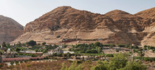 The Mount Of The Temptation Of Jesus In Jericho Palestine Showing The Monastery And The Cable Car Dock On The Side Of The Limestone Cliffs