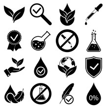 No Dye Added Set Icons, Logo Isolated On White Background. Hypoallergenic Tested, Organically Clean No Added Chemistry, No Harm To Health