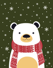Cute Winter Card With Bear