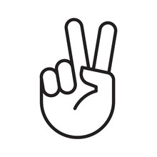 Hand Showing Victory Sign Icon.