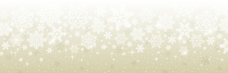 Wall Mural - beige christmas banner with snowflakes. merry christmas and happy new year greeting banner. horizont
