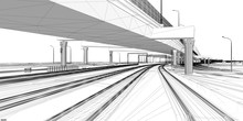 The BIM Model Of The Railway Infrastructure Of Wireframe View