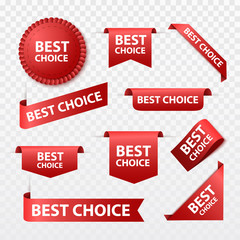 Wall Mural - Best choice tags isolated, labels or badges on white background. Best choice vector ribbon banners