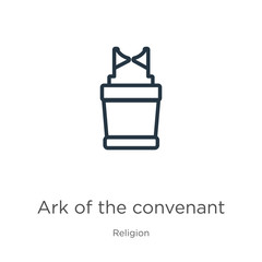 Ark of the convenant icon. Thin linear ark of the convenant outline icon isolated on white background from religion collection. Line vector ark of the convenant sign, symbol for web and mobile