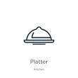 © Premium Art - Platter icon. Thin linear platter outline icon isolated on white background from kitchen collection. Line vector platter sign, symbol for web and mobile
