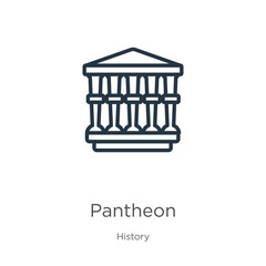 Wall Mural - Pantheon icon. Thin linear pantheon outline icon isolated on white background from history collection. Line vector pantheon sign, symbol for web and mobile