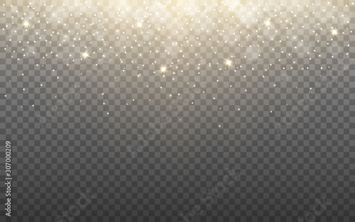 Cuadros en Lienzo Glowing light and snow flakes on transparent background