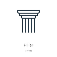 Wall Mural - pillar icon. thin linear pillar outline icon isolated on white background from greece collection. li