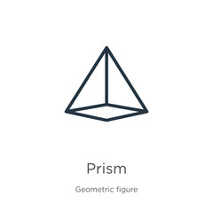 Wall Mural - prism icon. thin linear prism outline icon isolated on white background from geometry collection. li