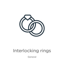 Interlocking Rings Icon. Thin Linear Interlocking Rings Outline Icon Isolated On White Background From General Collection. Line Vector Interlocking Rings Sign, Symbol For Web And Mobile