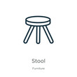 Stool icon. Thin linear stool outline icon isolated on white background from furniture collection. Line vector stool sign, symbol for web and mobile