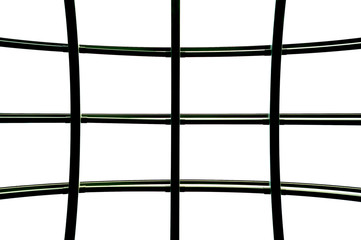 The curved glass window of building with aluminum framework, White tone as background.