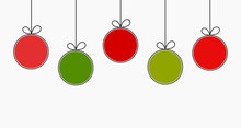 Christmas Red And Green Baubles Hanging Ornaments.