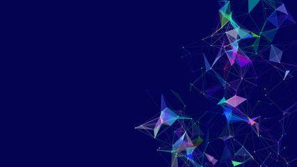 Leinwandbilder - Colored polygonal space. Connection dots and lines structure. Digital background. Triangular futuristic business wallpaper. Vector Illustration