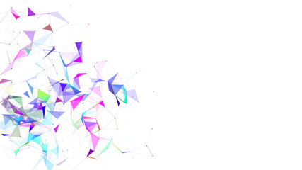 Colored polygonal space. Connection dots and lines structure. Digital background. Triangular futuristic business wallpaper. Vector Illustration