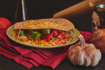 Wall Mural - Quesadilla with tomato, pepper and garlic