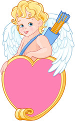 Wall Mural - Cupid with Bow and Arrow Holds Heard