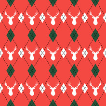 Christmas And New Year Pattern Argyle With Deers