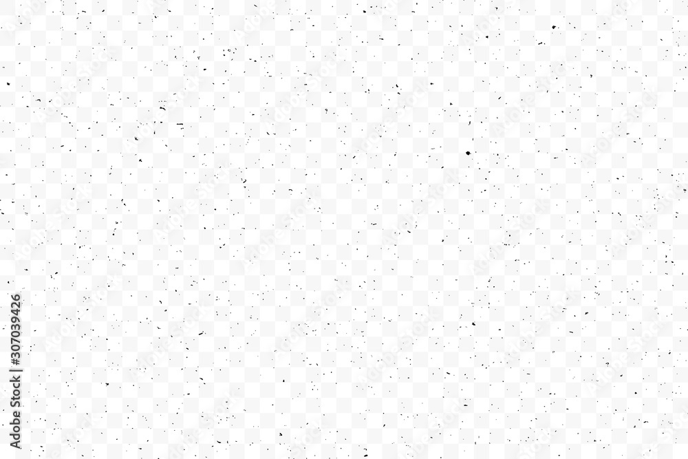 Texture grunge chaotic random pattern on transparent background. Monochrome abstract dusty worn scuffed background. Spotted noisy backdrop. Vector. - obrazy, fototapety, plakaty 