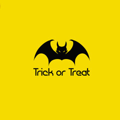 Wall Mural - The yellow happy Halloween trick or treat logo poster design background wallpaper