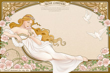 Elegant Art Nouveau Style Goddess