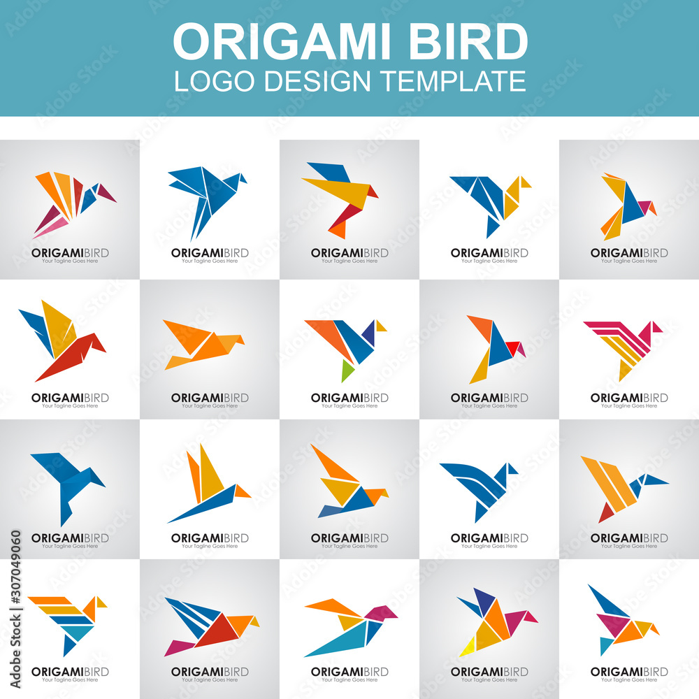 Origami bird icon logo design template Stock Vector | Adobe Stock