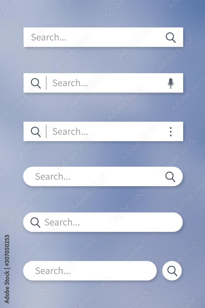 Set of search bar with falling shadow. Vector concept element for web ...