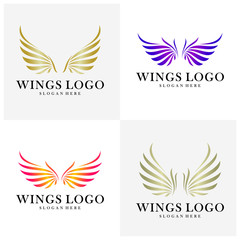 Wall Mural - Set of Luxury Wings Logo Design Vector Template. Icon Symbol. Illustration