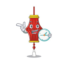 Poster - With clock smiling chinese paper lanterns cartoon character style