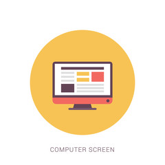 Computer screen with web page flat icon